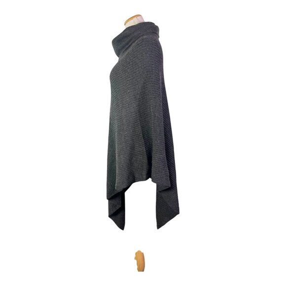 Soft Surroundings One Size Ribbed Knit Poncho Grey Open Sides - Picture 5 of 8